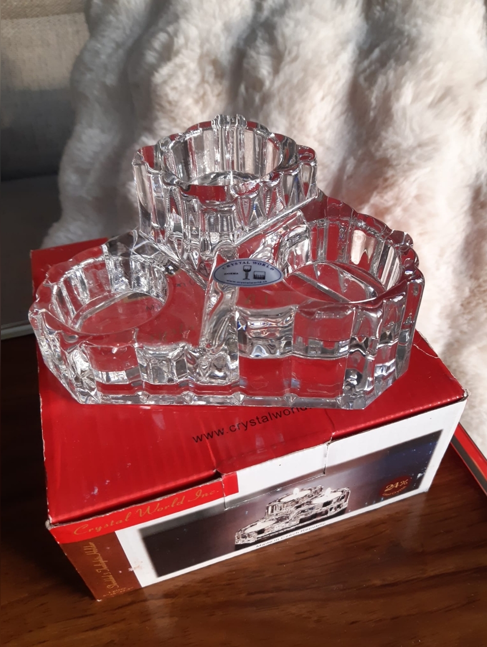 70s Crystal Three-Section Glass Tealight Holder - Clear